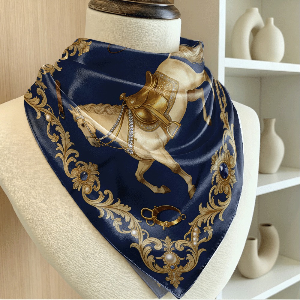 Women Bags White - White horse and silk scarf pattern