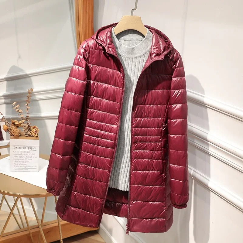 Female Long Down Jacket Light  - Women Bags White review and price