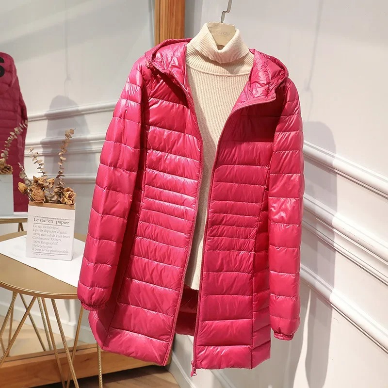 Female Long Down Jacket Light  - Women Bags White review and price