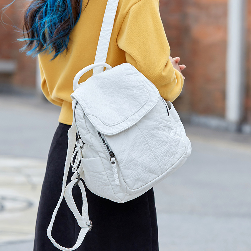Women's Backpack White Washed  - Women Bags White review and price