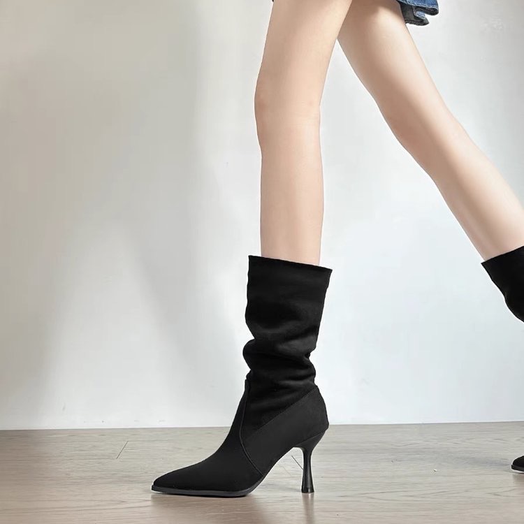 Cow Suede Mid-calf Modern Boot - Women Bags Zip review and price