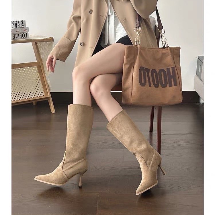 Cow Suede Mid-calf Modern Boot - Women Bags Zip review and price