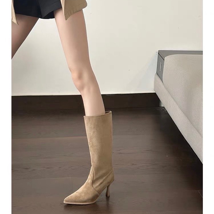 Cow Suede Mid-calf Modern Boot - Women Bags Zip review and price