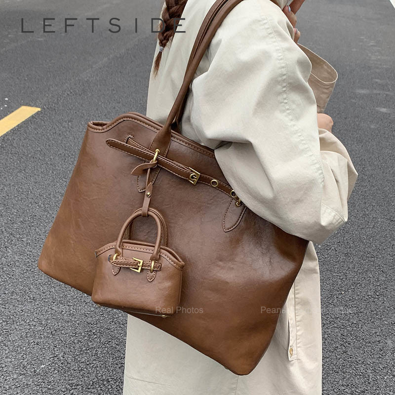LEFTSIDE Big PU Leather Short  - Women Bags For Airport review and price