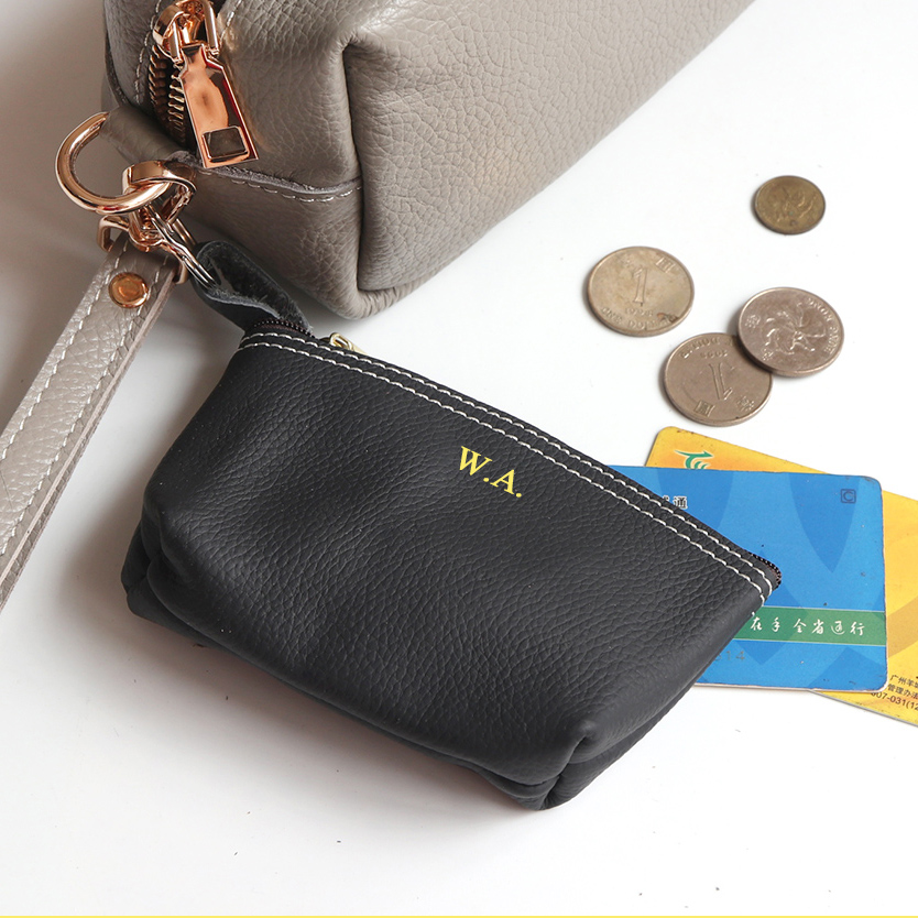 Cowhide Zip Coin Pouch Custom  - Women Bags Zip review and price